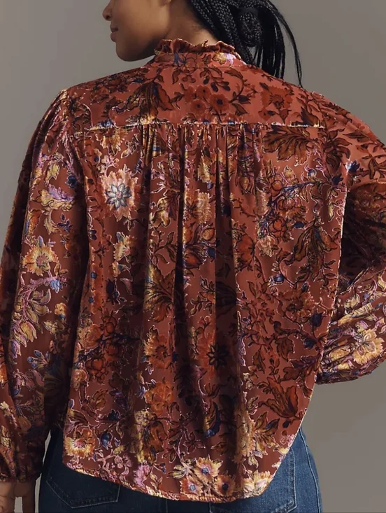 Anthropologie Estela Burnout Sheer Blouse Sz.S NWT - Picture 4 of 12